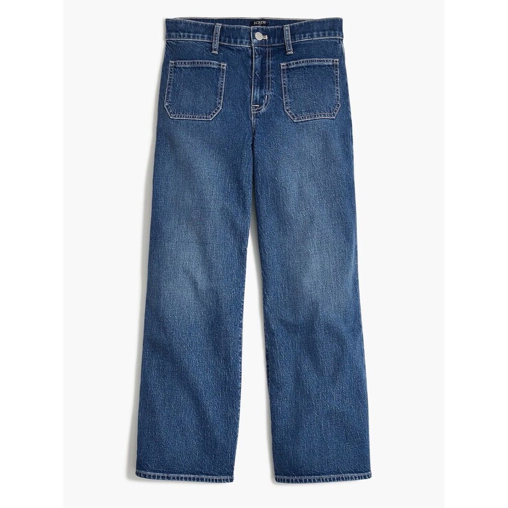 J.Crew Slim Wide Leg Jeans Patch Pocket High Rise Denim Jeans Women’s 30
